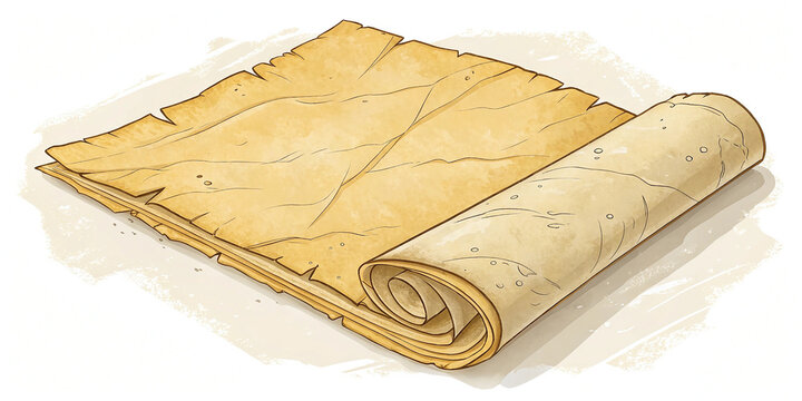 Old parchment book open pages artistic rendering fantasy style nostalgic atmosphere aged paper texture