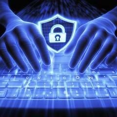 Aufkleber - Protecting Digital Data With Secure Encryption and Cybersecurity Measures During Online Activities in a Futuristic Environment