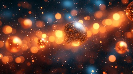 Poster - Colorful Glowing Orbs Suspended in a Cosmic Backdrop Filled With Shimmer and Light, Showcasing a Vibrant Display of Energy and Movement