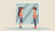 © Noah - Contrasting Emotions of Sad Boy and Happy Girl Reflecting in Mirror Flat Vector Illustration