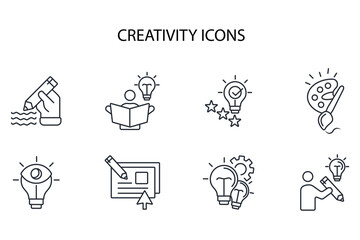 Fototapete - Creativity icon set.vector.Editable stroke.linear style sign for use web design,logo.Symbol illustration.
