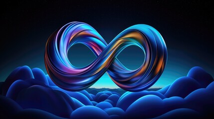 Poster - Dynamic infinity loop art installation digital realm graphic design futuristic atmosphere abstract view concept