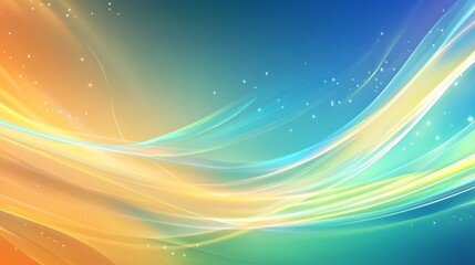 Poster - Colorful Abstract Waves With Shimmering Effects Create a Vibrant Background in Shades of Blue, Orange, and Green