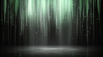 Poster - Captivating Illuminated Curtain of Lights Creating an Enchanting Atmosphere for Artistic Performances and Special Events in a Darkened Space