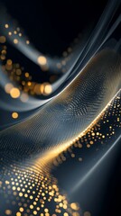 Poster - Visually Stunning Abstract Design Featuring Flowing Curves and Luminous Particles Against a Dark Background for Digital Art Inspiration