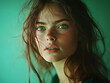 Portret kobiety, analogowy aparat, generative ai 