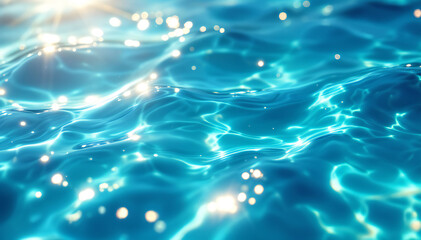 Wall Mural - abstract water backgroDeep Blue Ocean Waves with Sunlight Reflection
und