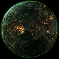 Poster - View of Earth at Night Showcasing City Lights and Natural Landscapes From a Satellite Perspective Over Asia and Europe