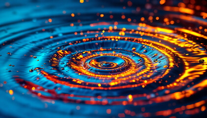 Wall Mural - Rippling Water Surface with Golden Sparkles
