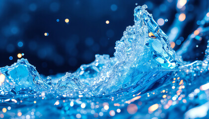 Wall Mural - Macro Shot of Frozen Ice with Sparkling Bokeh
