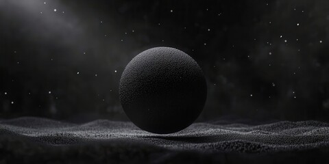Wall Mural - Black sphere is on a black surface