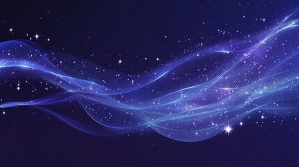 Poster - Dynamic neon blue communication network with glowing dots and lines