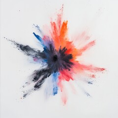 Poster - Color Explosion With Shades of Red, Blue, and Black Creating a Dynamic Abstract Art on a White Canvas