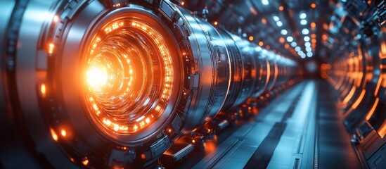 Poster - Futuristic glowing reactor core in spaceship.