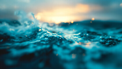Wall Mural - Crashing waves in a stormy ocean at sunset , with a dramatic cloudy sky in the background.