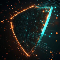 Aufkleber - Digital Shield Illuminated With Vibrant Lights in a Futuristic Environment With Blue and Orange Accents