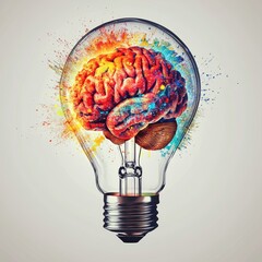 Poster - Creative Representation of a Bright Brain Inside a Light Bulb Showcasing the Concept of Ideas and Innovation