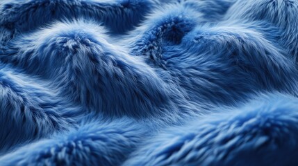  Lush Blue Plush: Close-Up of Waves in Soft, Fluffy Fur Texture