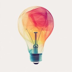 Poster - Bright Colorful Light Bulb Emitting Vibrant Energy, Symbolizing Creativity and Innovation in a Modern Design Setting