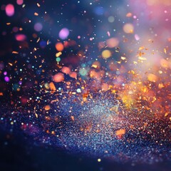 Poster - Colorful Glitter Particles Create a Dazzling Effect in a Cosmic-Like Background During a Celebration or Festive Event at Night