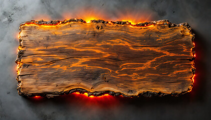 Wall Mural - Dramatic sunset over a rugged landscape with fiery orange and red hues reflecting in pools of water.