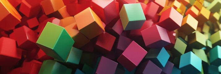 Vibrant Array of Cubes: Abstract Background of Colorful Blocks in a Rainbow Palette