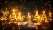 © ninakosh - Sparkling golden Christmas trees illuminate a festive holiday atmosphere