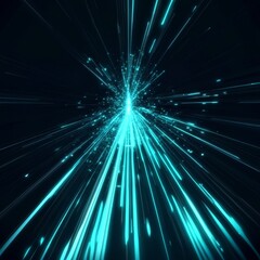 Fototapete - Dynamic Blue Light Streaks Create a Mesmerizing Visual Effect Against a Dark Background at High Speed During an Abstract Motion Display