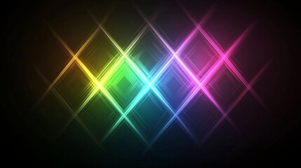 Poster - Colorful Sparkling Light Patterns Create a Vibrant Display Against a Dark Background in an Artistic Light Composition