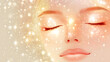 © Carmen - A tranquil face with closed eyes surrounded by glowing stars and ethereal light.