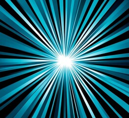 Poster - Radiant Blue Light Beams Extending Outward From a Bright Center, Creating a Dynamic and Energetic Visual Effect in a Digital Format