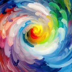 Poster - Captivating Swirl of Vibrant Colors Creating a Mesmerizing Abstract Artwork With a Blend of Blues, Reds, Yellows, and Greens in a Vortex Pattern