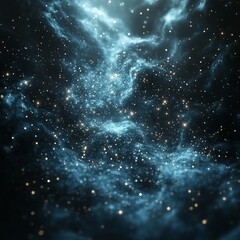 Poster - Vast Cosmic Expanse With Swirling Blue Clouds and Countless Shining Stars Showcasing the Beauty of the Universe
