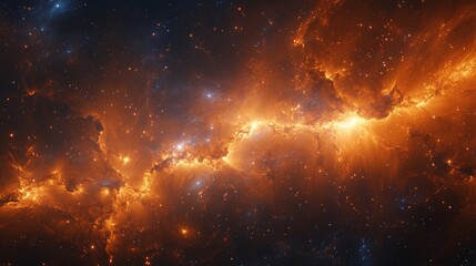Poster - Stunning Cosmic Landscape Reveals Vibrant Nebula in Deep Space Illuminated by Countless Stars