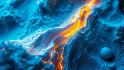 Wall Mural - Swirling blue and orange flames, with a dynamic and abstract composition.
