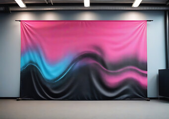 Wall Mural - vibrant pink blue and black colors with a grainy texture on a large banner.