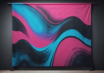 Wall Mural - vibrant pink blue and black colors with a grainy texture on a large banner.