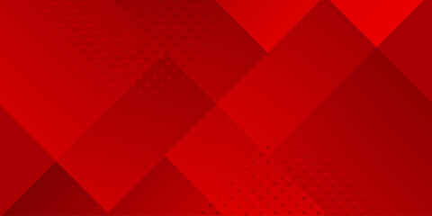 Aufkleber - Red light square with halftone geometric abstract background. Vector illustration template design