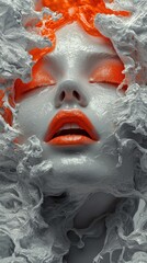Poster - Abstract creative portrait of emotions studio setting digital art ethereal environment close-up view fluid aesthetic