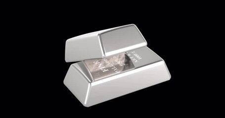 Poster - palladium ingots rotation animation, seamlessly loopable. 3d rendering isolated on transparent backg