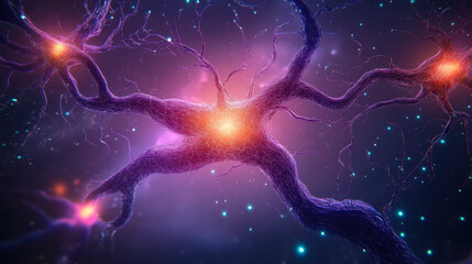 Poster - Intricate Neural Connections Visualization Highlighting Brain Synapses and Activity
