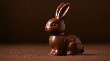 Poster - Traditional easter treat: chocolate easter bunny resting on a brown surface