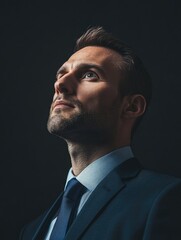 Wall Mural - Businessman looking upwards