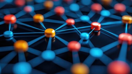 Poster - A colorful network of interconnected nodes representing data or concepts.