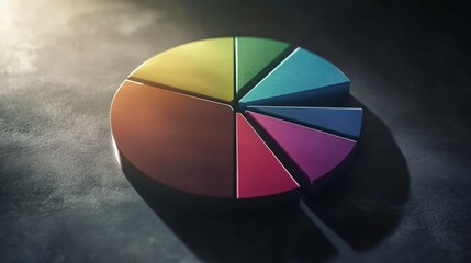 Poster - Colorful pie chart graphic on a dark surface with soft light