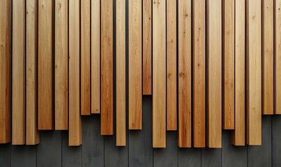 Wall Mural - A combination of horizontal and vertical battens arranged in a harmonious pattern