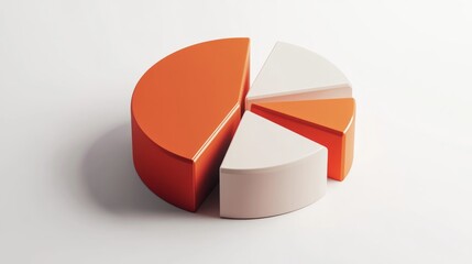 Leinwandbilder - Modern 3D Pie Chart Design in Orange and White Color Scheme