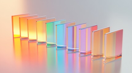 Poster - Colorful Acrylic Panels Creating Light Refraction on Glossy Surface