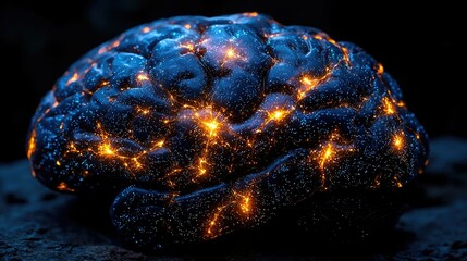 Poster - A glowing brain-like structure with vibrant connections, symbolizing intelligence and creativity.