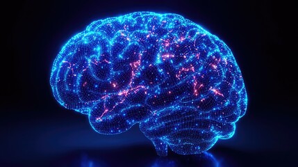 Poster - A glowing digital representation of a human brain, symbolizing intelligence and technology.